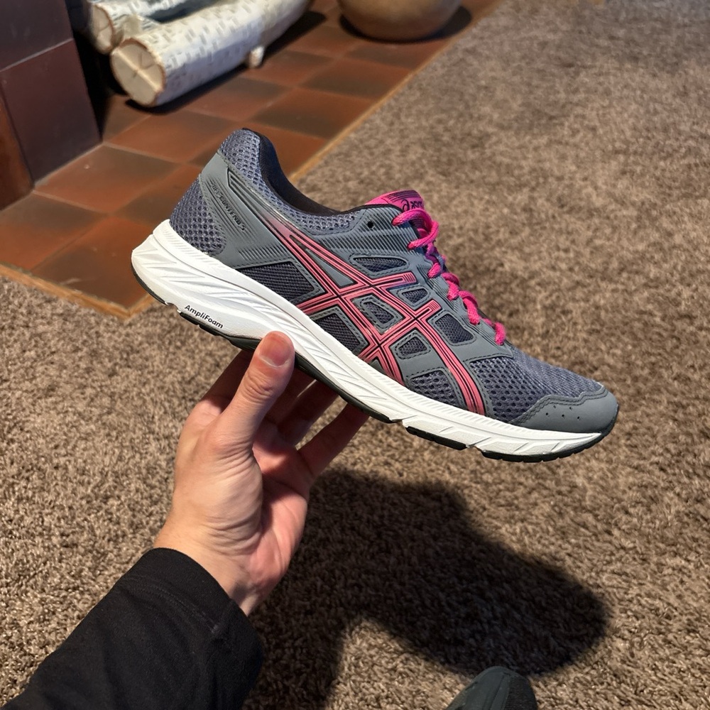 Asics Gray and Pink Athletic Shoes
